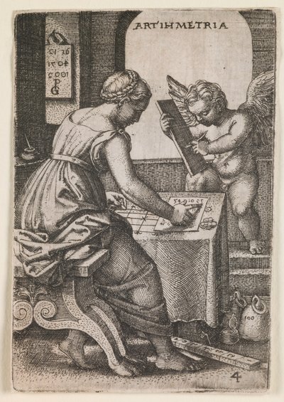 Arytmetyka, z serii "Sztuki wyzwolone", ok. 1541 (rycina) autorstwa Georg Pencz