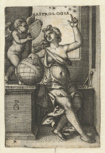 Astronomia Astrologia (tytuł na obiekcie) Siedem sztuk wyzwolonych (tytuł serii) autorstwa Georg Pencz