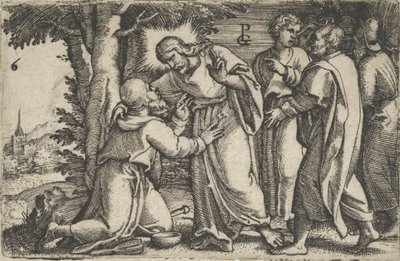 Chrystus uzdrawiający trędowatego, z Historii Chrystusa, 1534-35. autorstwa Georg Pencz