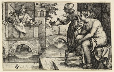 Dawid obserwuje Batszebę autorstwa Georg Pencz
