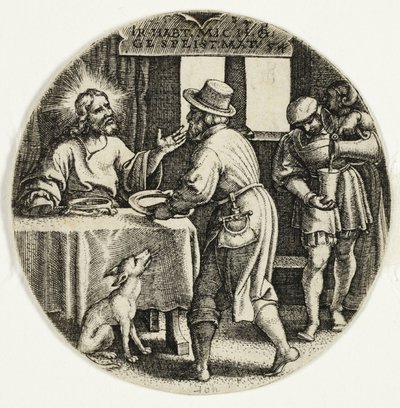 Nakarmić głodnych, z Siedmiu Aktów Miłosierdzia autorstwa Georg Pencz