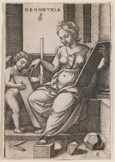 Geometria, z serii "Sztuki wyzwolone", ok. 1541 (rycina) autorstwa Georg Pencz