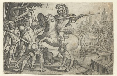 Horace Cocles broni mostu na Tybrze Opowieści z wczesnej historii rzymskiej (tytuł serii) autorstwa Georg Pencz