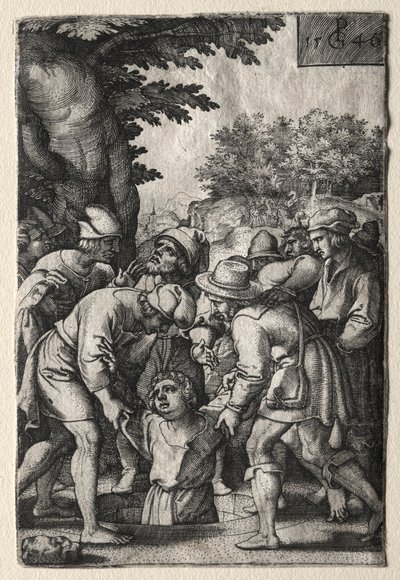 Józef spuszczony do studni, 1546. autorstwa Georg Pencz
