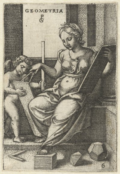 Geometria Geometria (tytuł na obiekcie) Siedem sztuk wyzwolonych (tytuł serii) autorstwa Georg Pencz