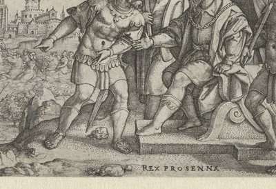 Porsenna słyszy, że Cloelia uciekła Rex Prosenna Cloelia (tytuł na obiekcie) Opowieści z wczesnej historii rzymskiej (tytuł serii) autorstwa Georg Pencz