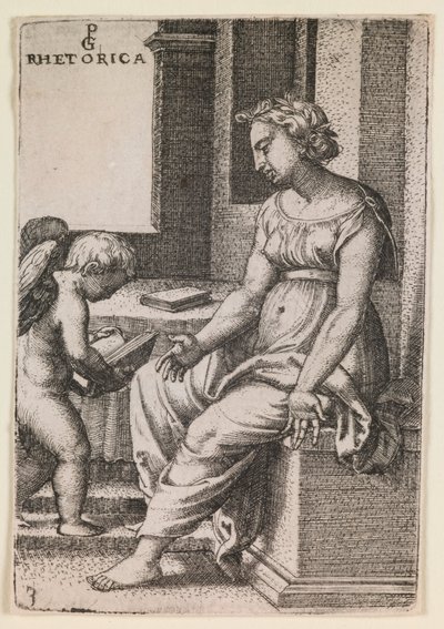 Rhetoryka, z cyklu „Sztuki wyzwolone” autorstwa Georg Pencz