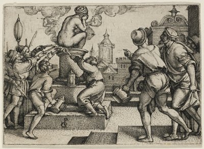 Kurtyzana ukarana, z Historii maga Virgil autorstwa Georg Pencz