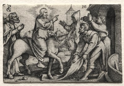 Życie Jezusa Chrystusa: Chrystus wjeżdżający do Jerozolimy, ok. godz. 1534-35. autorstwa Georg Pencz