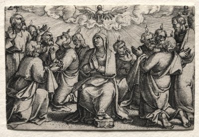 Życie Jezusa Chrystusa: Zejście Ducha Świętego, ok. 1930 1534-35. autorstwa Georg Pencz