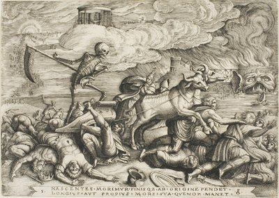 Triumf śmierci, płyta piąta z Triumfów Petrarki autorstwa Georg Pencz