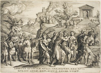 Triumf miłości, płyta pierwsza z Triumfów Petrarki autorstwa Georg Pencz