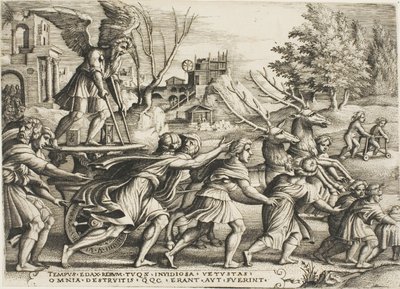 Triumf czasu, płyta czwarta z Triumfów Petrarki autorstwa Georg Pencz