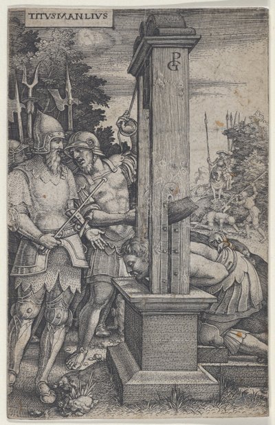 Titus Manlius, z Roman Heroes, 1535. autorstwa Georg Pencz