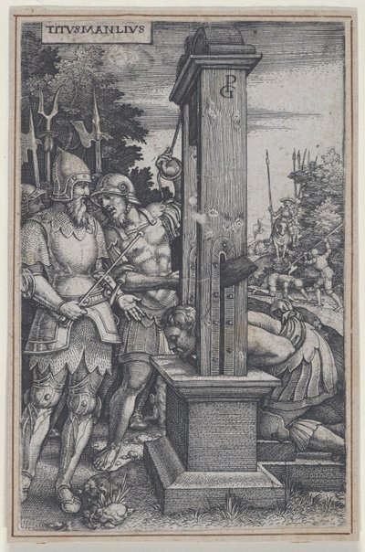 Titus Manlius, z Roman Heroes, 1535. autorstwa Georg Pencz