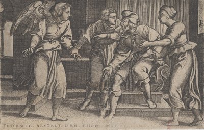 Tobiasz i Archanioł Rafael, z Historii Tobiasza, 1543. autorstwa Georg Pencz