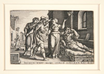 Tobit Oślepiony, pl. 3 z serii Historia Tobita autorstwa Georg Pencz