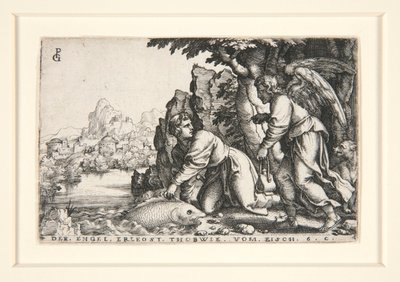 Tobit i Anioł, pl. 5 z serii Historia Tobita autorstwa Georg Pencz