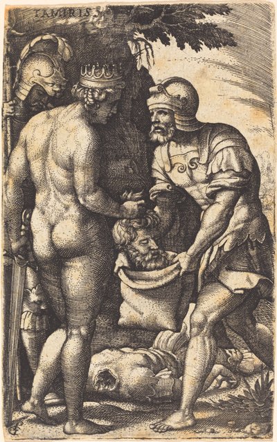 Tomyris z głową Cyrusa autorstwa Georg Pencz