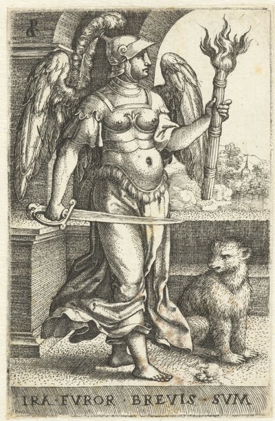 gniew (Ira) Ira fvor brevis svm (tytuł na obiekcie) Siedem grzechów głównych (tytuł serii) autorstwa Georg Pencz