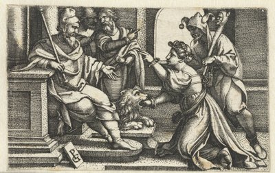 Kobieta deklaruje swoją niewinność pod przysięgą usta prawdy Bocca della Verita autorstwa Georg Pencz