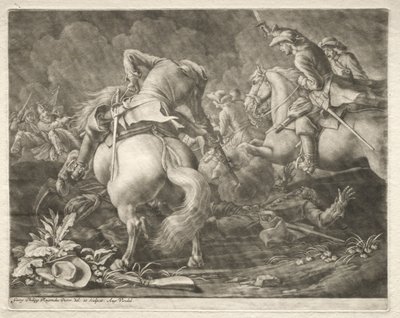 Potyczka huzarów pruskich i węgierskich. autorstwa Georg Philipp I Rugendas