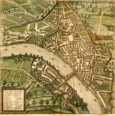 Bazylea, Bazylea, Szwajcaria autorstwa Georg and Hogenberg Franz (1535 90) Braun