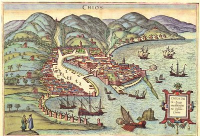 Chios, Grecja autorstwa Georg and Hogenberg Franz (1535 90) Braun