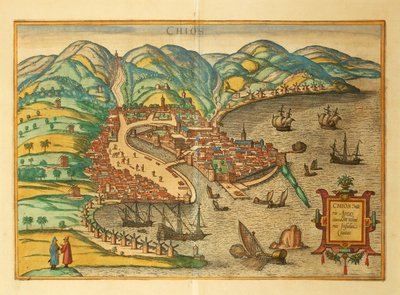 Chios z Miast świata autorstwa Georga Braun autorstwa Georg Braun and Hogenberg Franz
