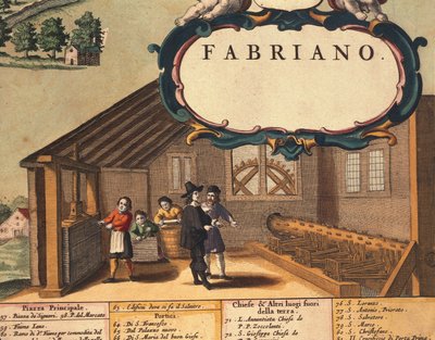 Detal przedstawiający przemysł papierniczy miasta Fabriano, autorstwa Georga Braun autorstwa Georg Braun and Hogenberg Franz