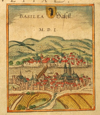 Mapa Bazylei z miast świata autorstwa Georga Braun autorstwa Georg Braun and Hogenberg Franz