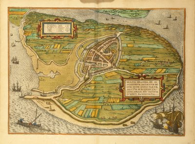 Mapa Brielle z mapy świata autorstwa Georga Braun autorstwa Georg Braun and Hogenberg Franz