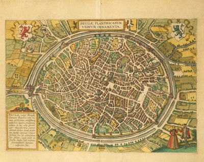 Mapa Brugii z miast świata autorstwa Georga Braun autorstwa Georg Braun and Hogenberg Franz
