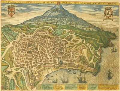Mapa Katanii z miast świata autorstwa Georga Braun autorstwa Georg Braun and Hogenberg Franz
