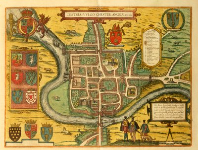Mapa Chester z Miast Świata autorstwa Georga Braun autorstwa Georg Braun and Hogenberg Franz