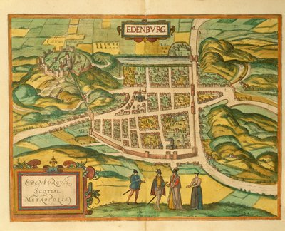 Mapa Edynburga z miast świata autorstwa Georga Braun autorstwa Georg Braun and Hogenberg Franz
