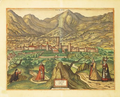 Mapa Fondi, region Lacjum z Miast Świata autorstwa Georga Braun autorstwa Georg Braun and Hogenberg Franz