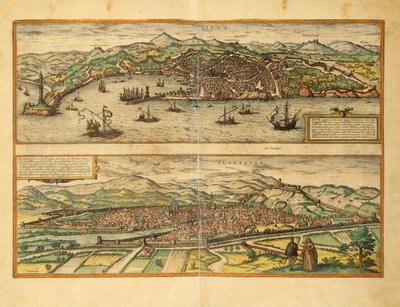 Mapa Genui i Florencji z miast świata autorstwa Georga Braun autorstwa Georg Braun and Hogenberg Franz