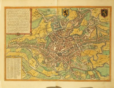 Mapa Gandawy, Gand z miast świata autorstwa Georga Braun autorstwa Georg Braun and Hogenberg Franz