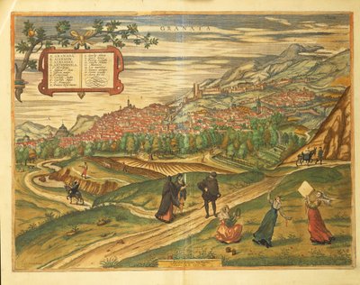 Mapa Granady z mapy świata autorstwa Georga Braun autorstwa Georg Braun and Hogenberg Franz