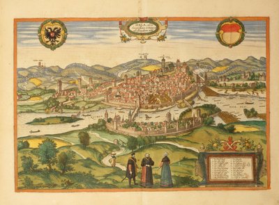 Mapa Halle an der Saale z Civitates Orbis Terrarum autorstwa Georga Braun autorstwa Georg Braun and Hogenberg Franz