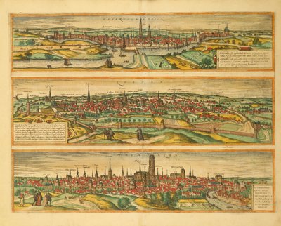 Mapa Hertogenbosch, Leuven i Mechelen z Civitates Orbis Terrarum autorstwa Georga Brauna autorstwa Georg Braun and Hogenberg Franz