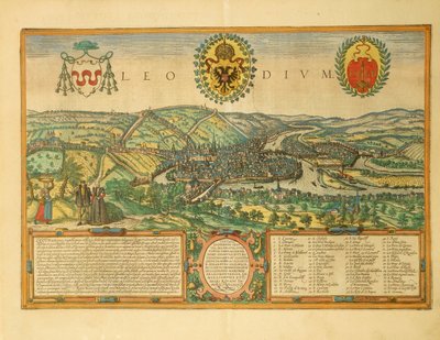 Mapa Liege z miast świata autorstwa Georga Braun autorstwa Georg Braun and Hogenberg Franz