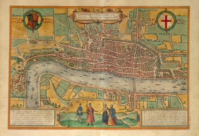Mapa Londynu z miast świata autorstwa Georga Braun autorstwa Georg Braun and Hogenberg Franz