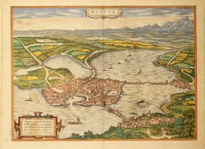 Mapa Mantui z miast świata autorstwa Georga Braun autorstwa Georg Braun and Hogenberg Franz