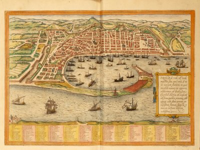 Mapa Mesyny z mapy świata autorstwa Georga Braun autorstwa Georg Braun and Hogenberg Franz