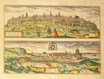 Mapa regionu Orvieto i Loreto, Umbrii i Marche z mapy świata autorstwa Georga Braun autorstwa Georg Braun and Hogenberg Franz