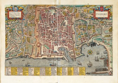 Mapa Palermo z mapy świata autorstwa Georga Braun autorstwa Georg Braun and Hogenberg Franz