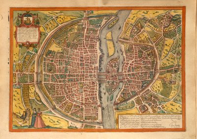 Mapa Paryża z miast świata autorstwa Georga Braun autorstwa Georg Braun and Hogenberg Franz