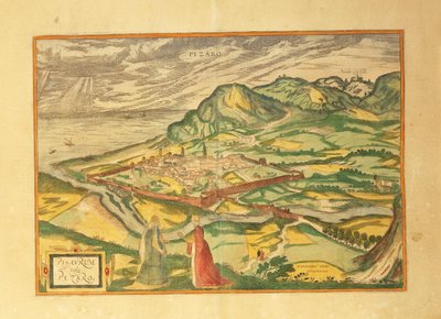 Mapa Pesaro z Miast Świata autorstwa Georga Braun autorstwa Georg Braun and Hogenberg Franz